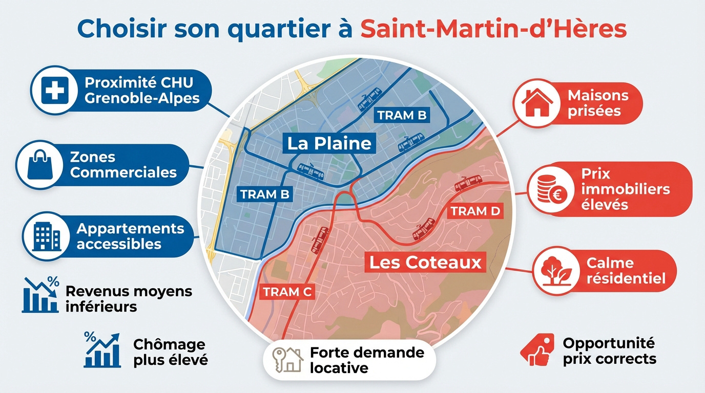 Vue aérienne des quartiers résidentiels et du campus de Saint-Martin-d'Hères