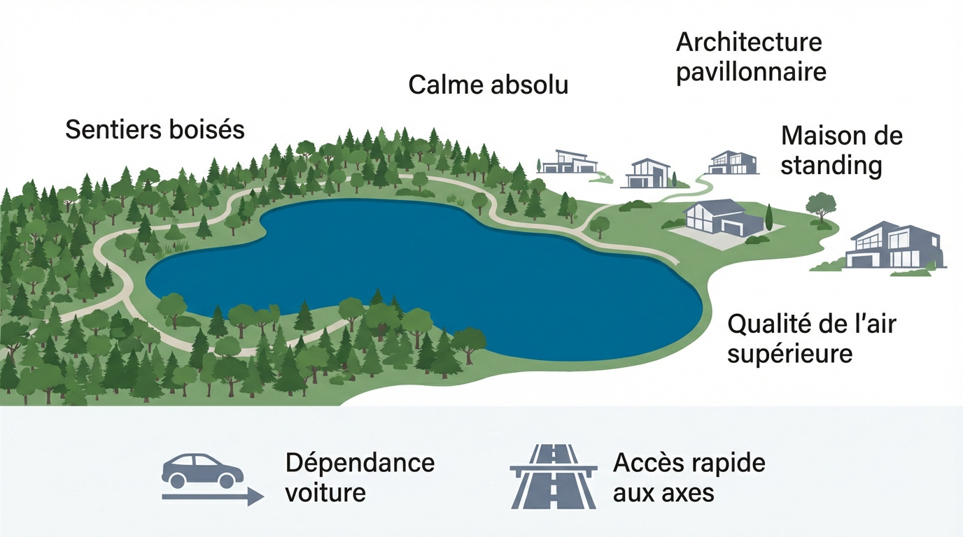 Vue paisible du lac Montalbot à Vigneux-sur-Seine entouré de verdure