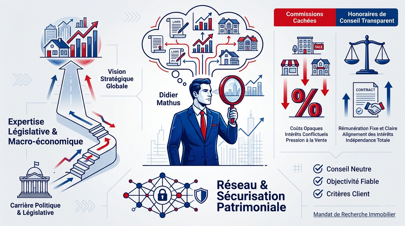 Infographie sur l'expertise et la transparence des honoraires de conseil immobilier