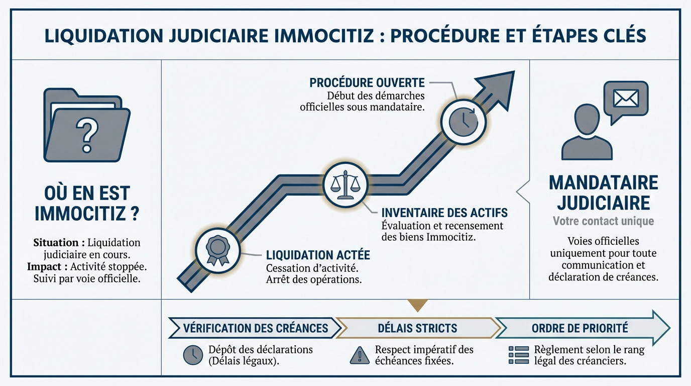 Procédure de liquidation judiciaire et étapes clés pour Immocitiz