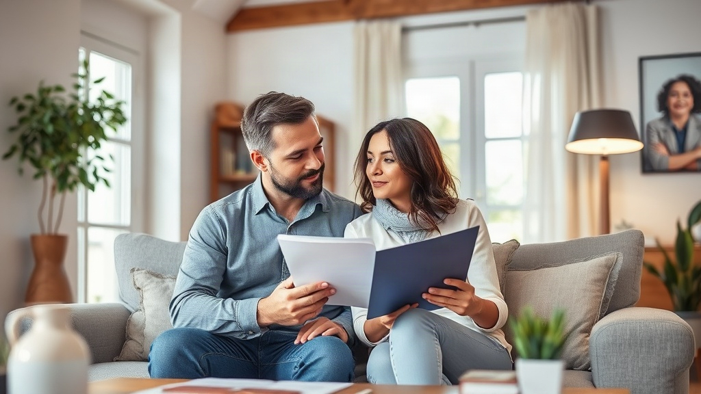 Couple consultant des annonces immobilières