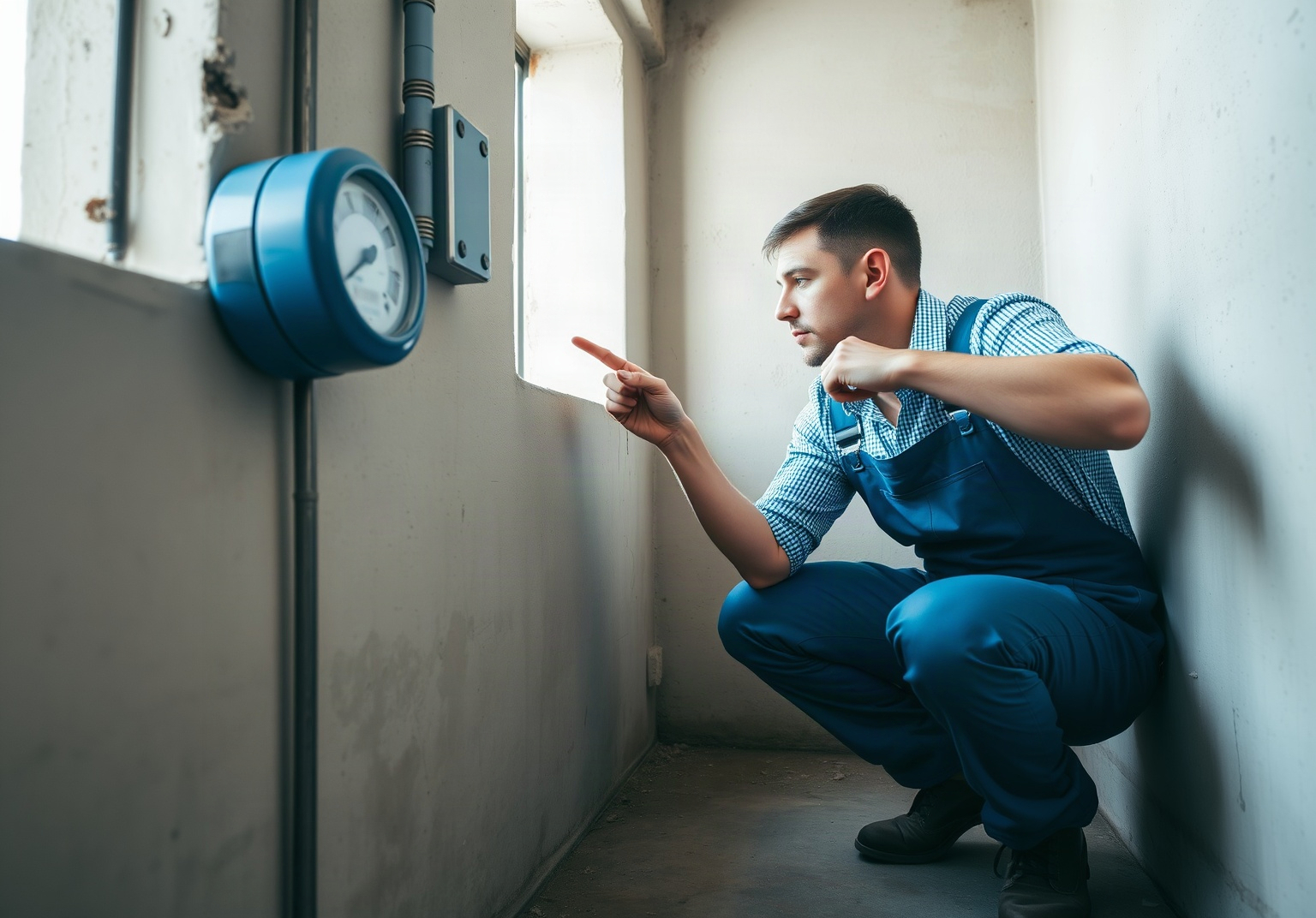 Compteur d'eau domestique relevé par un technicien