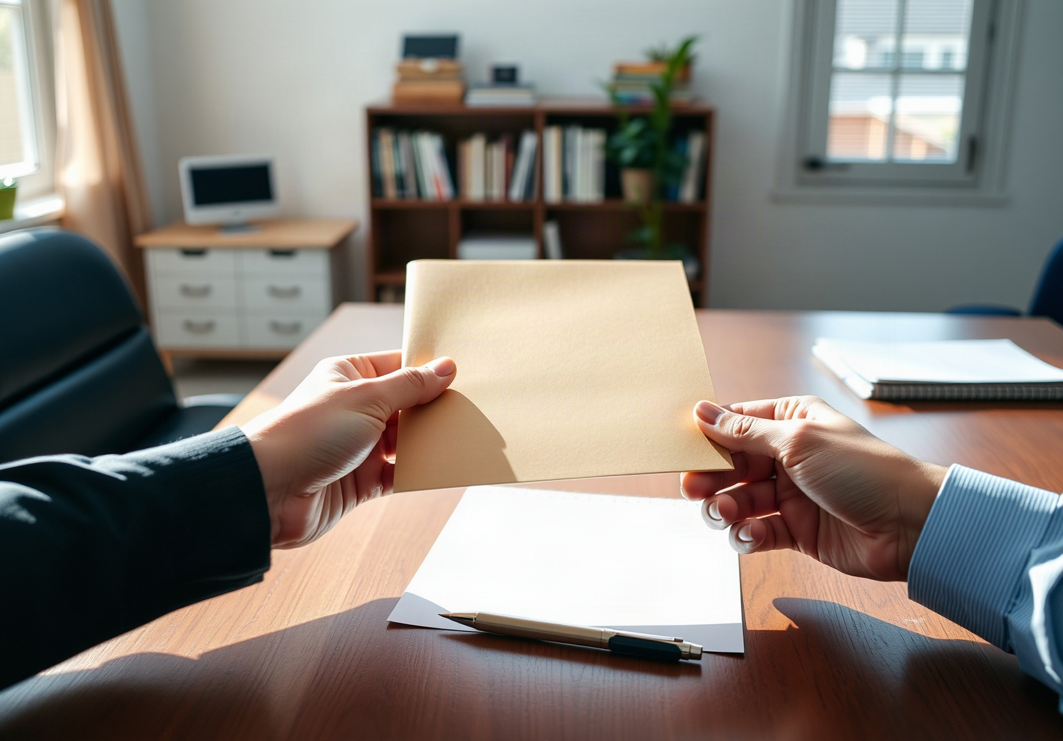 Conseiller immobilier remettant un contrat de location