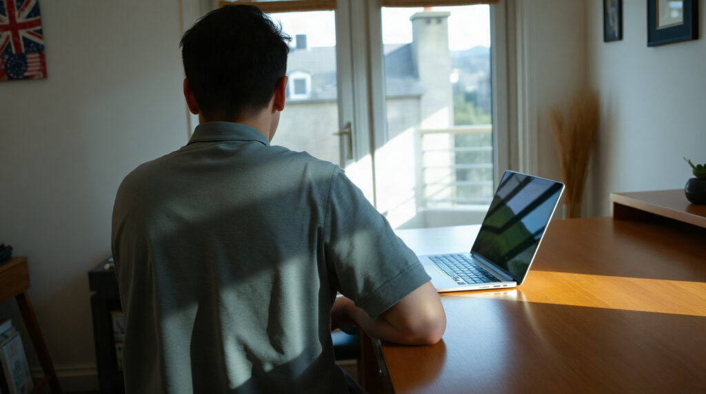 Locataire consultant son espace en ligne sur un ordinateur portable