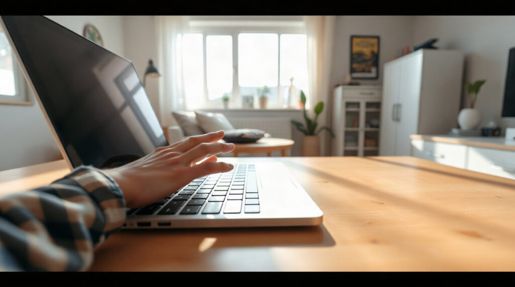 Locataire consultant son espace personnel CDC Habitat sur ordinateur portable